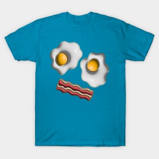 BACON AND EGGS FACE Funny Breakfast Fried Eggs - UnBlink Studio by Jackie Tahara T-Shirt